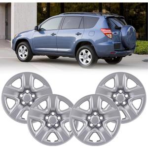 17" Silver Wheel Skins (Set of 4) for 2006-2012 Toyota Rav4, 17 inches ABS Wheel Covers Compatible with 06-12 Rav4 Steel Wheels- Auto Tire Replacement Cap Cover 42611-0R020 42611-42200