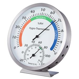 Hygro-Thermometer Stainless Steel 5 Inch Colorful Dial Indoor Outdoor Hygrometer Thermometer Analog Hygrometer Thermometer Humidity Temperature Indicator for Home, Office, Garden, Patio, Warehouse