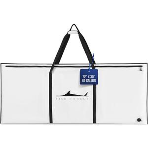 Houseables Fish Bag, Fish Kill Bag, Fishing Cooler, Insulated Carrier for Fishing, Cooling Gear, Big, Waterproof For Kayak, Transport, Weigh In, Catch, Ice, Tuna, Salmon, Bass, Trout, 72x30 inches