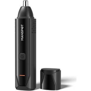 MANSPOT Nose & Ear Hair Trimmer for Men, 10000-RPM Electric Nose Trimmer for Men with Vacuum Cleaning System, IPX7 Waterproof, USB-C Charge, 90min Runtime,Magnetic Detachable Blade Head,Easy to Clean