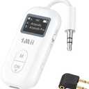 1Mii SafeFly Pro Bluetooth 5.3 Transmitter Receiver, Wireless Audio Adapter w/Screen for 2 Bluetooth Headphones, aptX LL/HD/AD, Use with Any 3.5MM Jack on Airplane, TV & iPad/Tablet