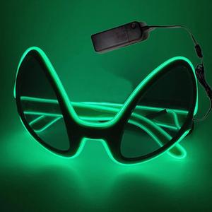 AUGPET Halloween Christmas Alien Eyes Glasses Gifts EL Wire Glowing Eyewear LED Light Up Costume Festival Party Sunglasses (Fluorescent Green), 15 x 6 x 2 cm / 5.9 x 2.3 x 0.78 inch
