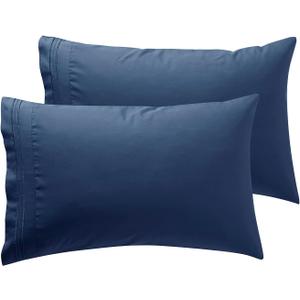 Nestl Bedding Set of 2 Pillowcases – Luxury 100% Soft Double Brushed Microfiber Premier 1800 Pillow case Collection, Hypoallergenic Cool & Breathable Sleep Covers, Queen Standard 20”x30” Navy Blue