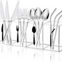 Acrylic Cutlery Storage Organizer Bin with Straw Holder, Clear Acrylic Silverware Caddy Utensil Holder 4 Section Plastic Cutlery Caddy Straw Organizer for Countertop Kitchen Party Buffet Picnic (10.43 x 2.56 x 4.33 inches / 26.5 x 6.5 x 11 cm)