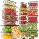 52 PCS Large Food Storage Containers with Lids Airtight, BPA-Free Leakproof Plastic Meal Prep Containers Reusable,Microwave & Dishwasher & Freezer Safe,Includes Labels & Pen