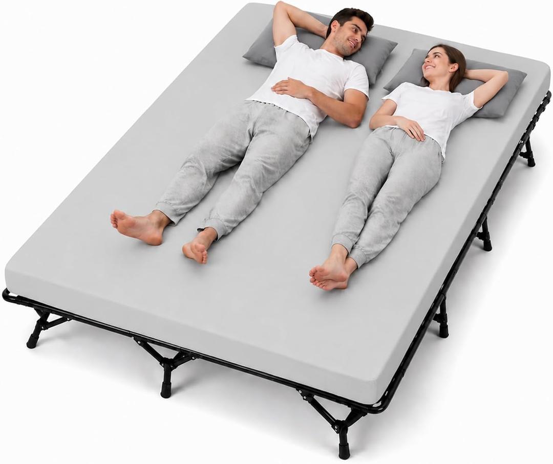 CYMULA Camping Cot Pad 2 Inch Memory Foam, Camping Pad for Folding Cot and Foldable Cot, Portable Roll Up Camp Gear for Car Camping Travel Tent, Non-Slip Waterproof Bottom, Removable Cover, Pad Only