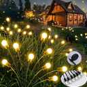 Solar Garden Lights LED Firefly Outdoor Decoration Swaying Lights Christmas for Yard Patio Pathway Warm White, (2 Packs)