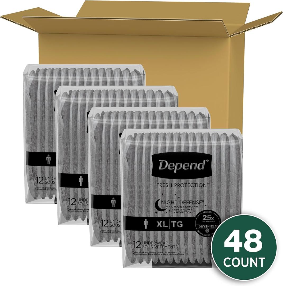 Depend Night Defense Incontinence Disposable Underwear for Men - Overnight Absorbency