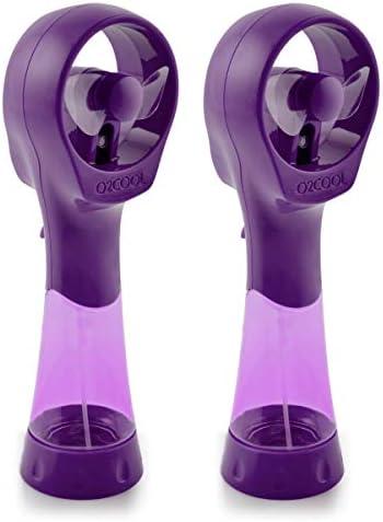 O2COOL 2 Pack Elite Battery Powered Handheld Water Misting Fans (Purple)