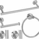 Brushed Silver Bathroom Towel Bar Set, 5-Piece Stainless Steel Hardware Bathroom Accessories, 16" Towel Racks for Bathroom Walls (5pcs 16" Brushed Steel)