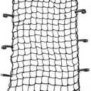 CZC AUTO 22"x38" Black Latex Bungee Cargo Net Strech to 44"x76", Luggage Netting with 2"X2" Small Mesh and 12 Adjustable Plastic Hooks for Rooftop Cargo Carrier Roof Rail Rack Hitch Basket SUV