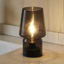 ULAROOM Battery Operated Table Lamps,Small Cordless Table Lamp with Timer,Vintage Bedside Nightstand Decorative Lamp for Bedroom Kitchen Entryway Stairway Shelf Fireplace Corner Decor(Raindrop Grey) (Gray)