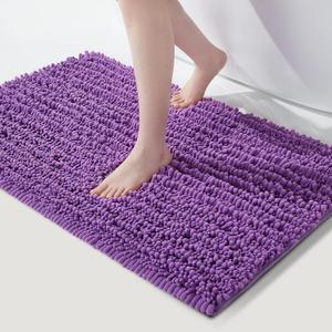 Soft Bathroom Rugs Chenille Bath Mat, Non-Slip Plush Shaggy Bathroom Mat Washable Bathroom Rug, Dry Quckily Bath Rugs Solid Color Bath Mats 20"×29"