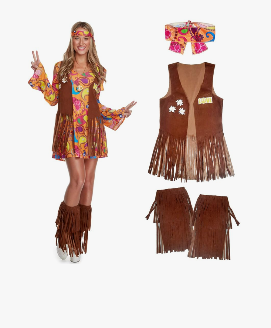 Morph 70s Costumes For Women, Hippie Costume Women, 60s Hippie Dress Halloween Costume, Womens Halloween Costumes, Size Large