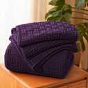 Aormenzy 60x80 Cozy Acrylic Cable Knit Blanket for Couch, Sofa, Bed - Dark Purple