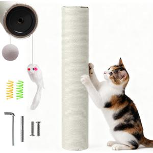 Cat Scratching Post Replacement Pole, 15.75" H, Sisal Pole Replacement Cat Tree Post Indoor, Small Size, with M8 Screws Beige (1PCS)