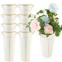 Entjor Galvanized Flower Bar Buckets with Handles 8 Pcs 9 Inch Tall Metal Bucket for Flower Supplies, Home Decor, Wedding Centerpiece, Table Decorations, Outdoor Unbreakable Tin Vase