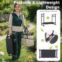 Garden Kneeler and Seat with Umbrella, 2-in-1 Foldable Gardening Stool with Adjustable Bracket, Detachable Tool Bags, Heavy Duty Kneeling Pad for Gardening (Beige Blue)