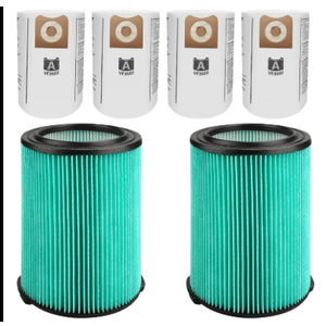 VF6000 Filter for Ridgid 5-20 Gallon Wet Dry Vacuums, 5-Layer HEPA Filter Fits WD5500 WD0671 WD6425 WD7000 (2 Pack VF6000 Filters + 4 Pack VF3502 Bags)