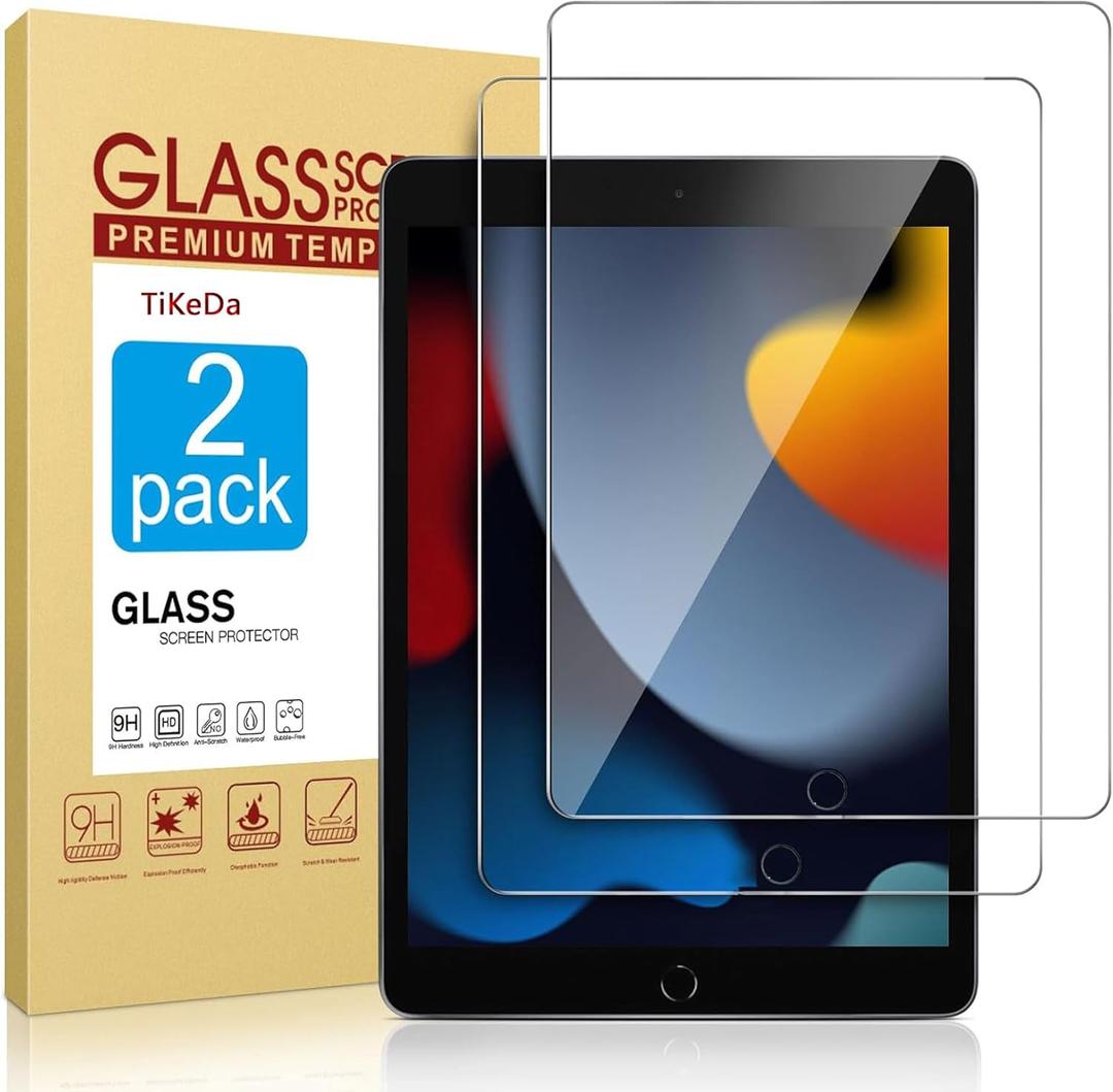 2 Pack Screen Protector for iPad 9th 8th 7th Generation 10.2 Inch,Tempered Glass Film for iPad 9 8 7 (2021/2020/2019),Case Friendly & Apple Pencil Compatible