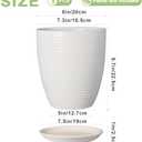8 Inch Ceramic Planter Pot Round Plant Pot with Drainage Hole and Saucer Modern Flower Pot for Indoor Outdoor Plants White