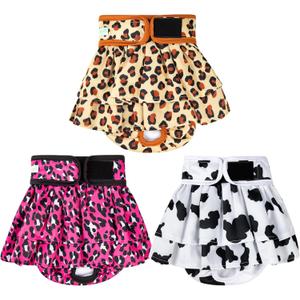 wegreeco Dog Diapers Female (3 Pack), Highly Absorbent Puppy Doggie Dog Diapers for Female Dogs Period, Washable Doggy Diapers for Dogs in Heat, Small Medium Large Size (Cow Pattern, Small)