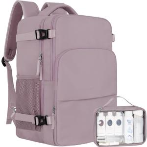 Travel laptop Backpack for Women, Personal Item Size Flight Approved, 16 Inch Laptop Bag with Multi-Pockets, College Computer Bag, Waterproof Carry On Backpack Casual Daypack Backpack (Large, Purple)