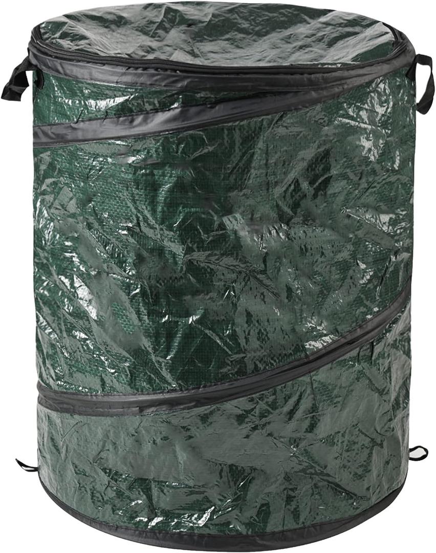 29.5-Gallon Pop Up Outdoor Garbage Can - Collapsible Trash Can for Parties, Yard Waste, or Laundry - Camping Accessories by Wakeman (Green)