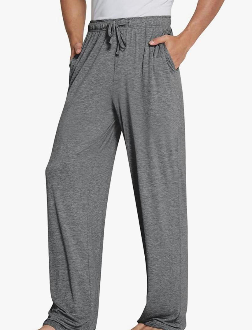WiWi Super Soft Mens Pajama Pants Premium Cooling Lounge Bottoms Bamboo Viscose Sleep Pant with Pockets .L