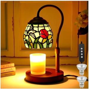 Candle Warmer Lamp - Hummingbird Candle Lamps Timer Dimmer, Tiffany Style Stained Glass Candle Warming Lamp Compatible with Small Jar Candles Gifts for Her, for Mom Wax Melt Warmer for Home Decor
