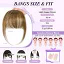 Yorda Bangs Hair Clip 100% Human Hair Clip in Bangs Fringe with Temples Wispy/French Bangs for Women Natural Looking for Daily Use (Wispy Bangs, Light Copper Brown)