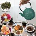 Enameled Cast Iron Teapot 34oz1000ml - Japanese Style Kettle with Removable Stainless Infuser & Ergonomic Handle, Stovetop Safe for Loose Leaf Tea Green and silver (Green and silver)