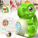 Toddler Toys Dinosaur Bubble Machine: Automatic Blower with Lights, Large 150ML Tank & Powerful Motor - Produces 15,000+ Colorful Bubbles/Min for Magical Party, Birthday