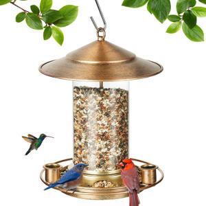 LBTING Bird Feeder for Outside, Squirrel Proof Bird Feeder, Wild Bird Feeders for Hanging Outdoor Garden Yard, Metal Acrylic Lantern-Shaped