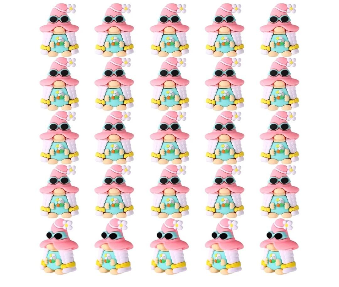 25pcs Summer Beach Gnomes, Mini Summer Theme Gnomes Miniature Tiny Dwarf Figurines Small Table Desktop Home Office Party Decorations and DIY Crafts Supplies(Beach Ball Style)