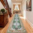 U'Artlines 3' x 18' Boho Hallway Runner Rug, Non Slip Washable Vintage Farmhouse Kitchen Rug Accent Area Carpet for Entryway Laundry and Living Room (Green)