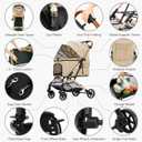 Medium Dog Stroller, Kenyone Pet Stroller for Medium Dogs Up to 55lbs, Lightweight Aluminum Frame, One Click Folding, Large Cat Stroller with No Zip Entry, Detachable Mesh, Multiple Pockets