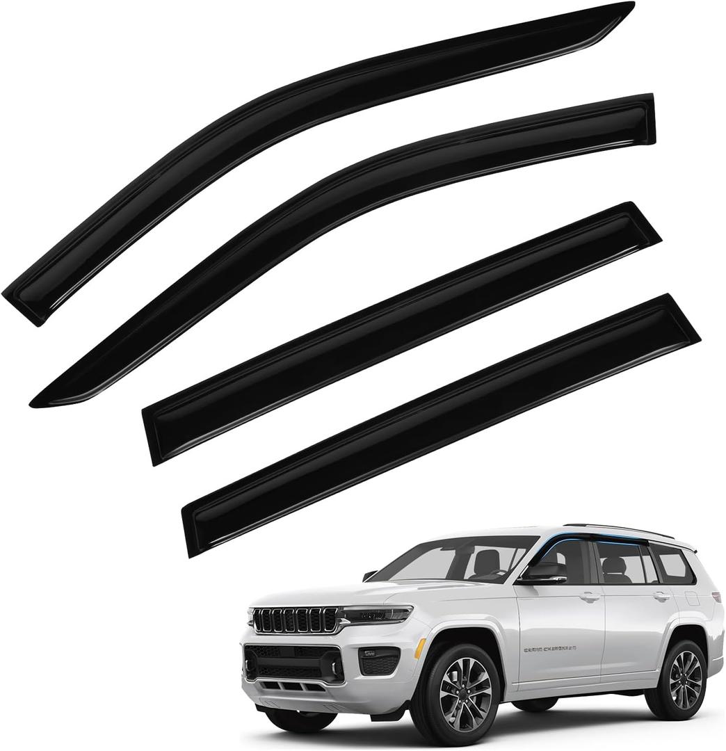 Grand Cherokee Rain Guards - Window Visors for Jeep Grand Cherokee 2022-2025 2026 (Not for L,Not for 3-Row), Out-Channel Side Window Rain Guards for Grand Cherokee, 4PCS, Black, Car Accessories