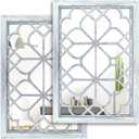 Wocred Set of 2 Rectangular Wall Mirror,Gorgeous Rustic Farmhouse Accent Mirror,Rustic White Color Entry Mirror for Bathroom Renovation,Bedrooms,Living Rooms and More(11x15)