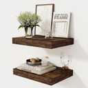 12 Inch Deep Floating Shelves, 16 x 12 Floating Shelf for Books, Rustic Wood Deep Wall Shelves for Home Storage & Display, 2" Thicked Shelves for Kitchen, Living Room, Bedroom, Rustic Brown, 2 Pack