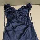 RIHOAS Women's Satin Sleeveless Mini Dress Backless V Neck Silky Cocktail Club Party Short Mini Dresses Navyblue (Blue, XS)