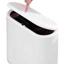 Sooyee 10 Liter Rectangular Plastic Trash Can Wastebasket with Press Type Lid,2.4 Gallon Garbage Container Bin for Bathroom, Powder Room, Bedroom, Kitchen, Craft Room, Office (Cream White)