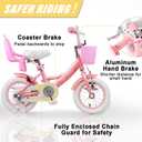 Glerc Maggie Girls Bike, 12-20 Inch Kids Bike for 2-13 Years Old Children, Princess Style Kids Bicycle with Doll-Seat & Basket & Training Wheels, Multiple Colors