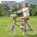 MOSHAY 20-inch Beach Cruiser Bicycle, a City Bike Suitable for Girls, Teenagers, and People Aged 14 and Above, Featuring a Lightweight Girs Bicycle with a Wicker Basket