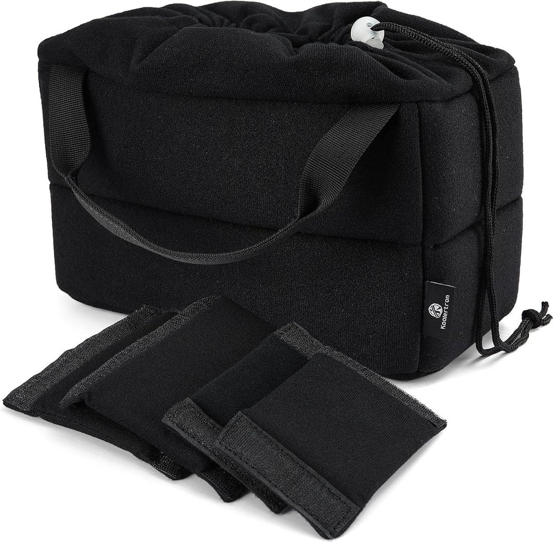 Koolertron Shockproof Camera Photo Bag for SLR TLR Camera Insert Partition Padded Case,Can be Put Directly Into the SLR Camera Bag With Freely Adjustable Compartment (Black with Straps)