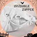 Tegeme Set of 2 Halloween Pillow Covers 18x18 Inch Ghost Throw Pillow Cases Soft Plush Couch Cushion Case for Chair Sofa Bedroom Living Room Home Decor(White)