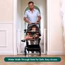 Babelio Baby Gate for Doorways and Stairs, 36-41" Pet Gate with Wide Walk Thru Door and Lock Indicator, No Drill Pressure Mounted Safety Gate with Double Lock and Self-Closing, White