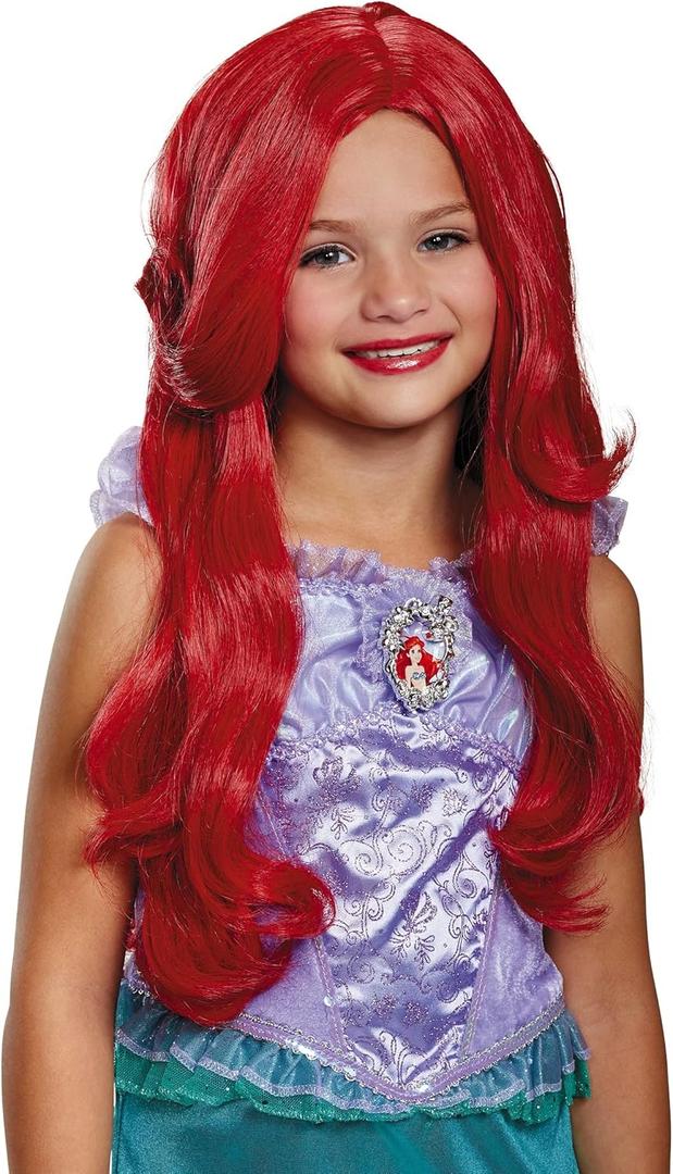 Disguise Girls Modern Ariel Deluxe Child Wig, RED