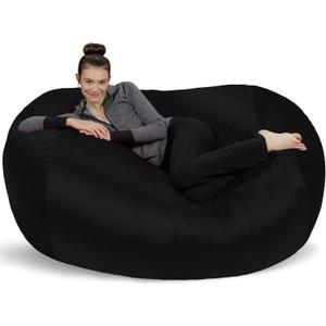 Sofa Sack Bean Bag Lounger - Plush Bean Bag Sofas with Super Soft Microsuede Cover - XL Memory Foam Stuffed Lounger Chairs for Kids, Adults, Couples - Jumbo Bean Bag Chair Furniture 6 Feet - Black