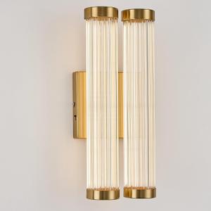 Modern Glass LED Wall Sconce, 16.5' Gold Bathroom Wall Sconce, Modern Double Sconce Wall Lighting, 3CCT Dimmable Gold Wall Light, Bedroom Sconce, Wall Lamp for Living Room, Stairway, Hallway, Double Style